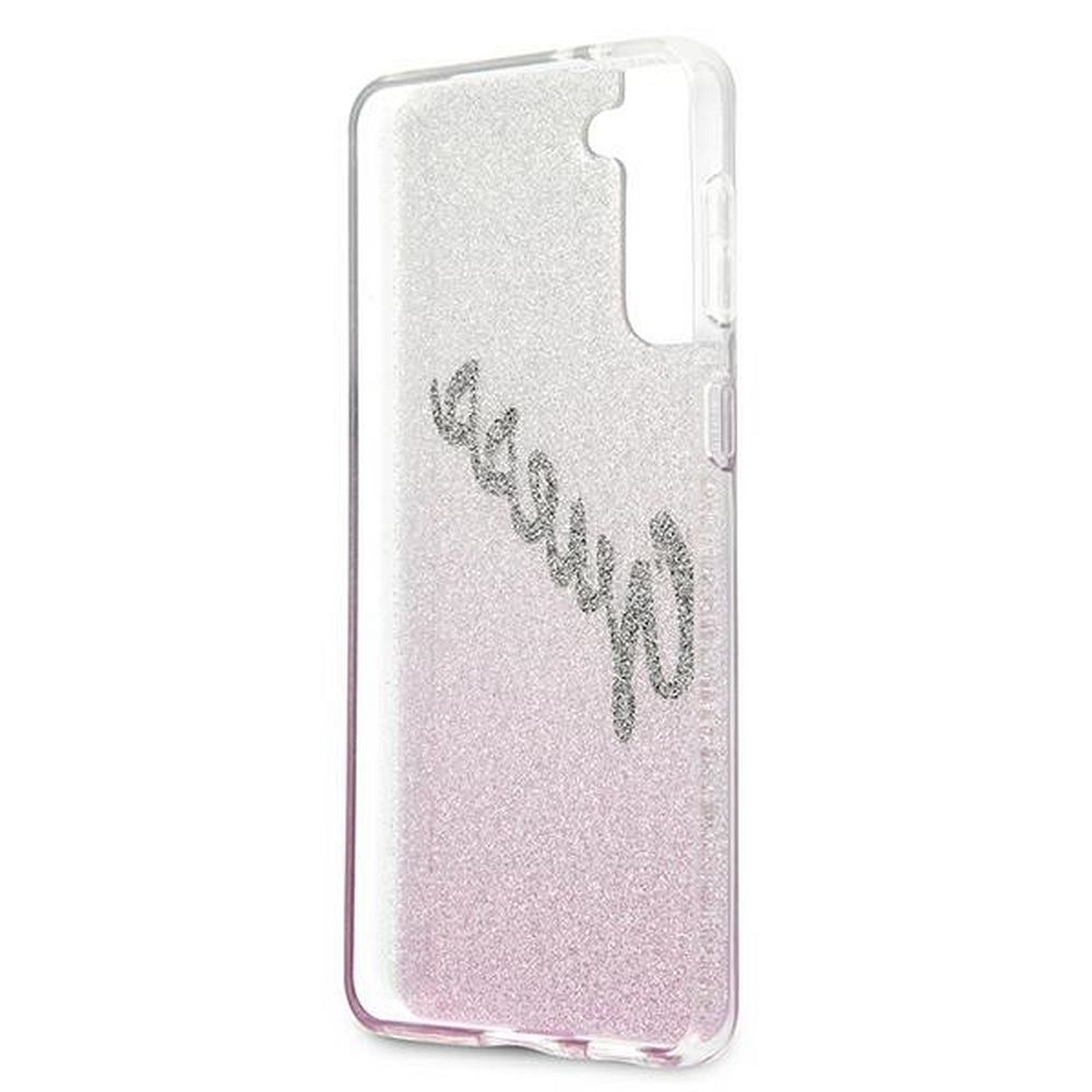 GUESS case for SAMSUNG S21 Plus GUHCS21MPCUGLSPI (Glitter Gradient Script) pink