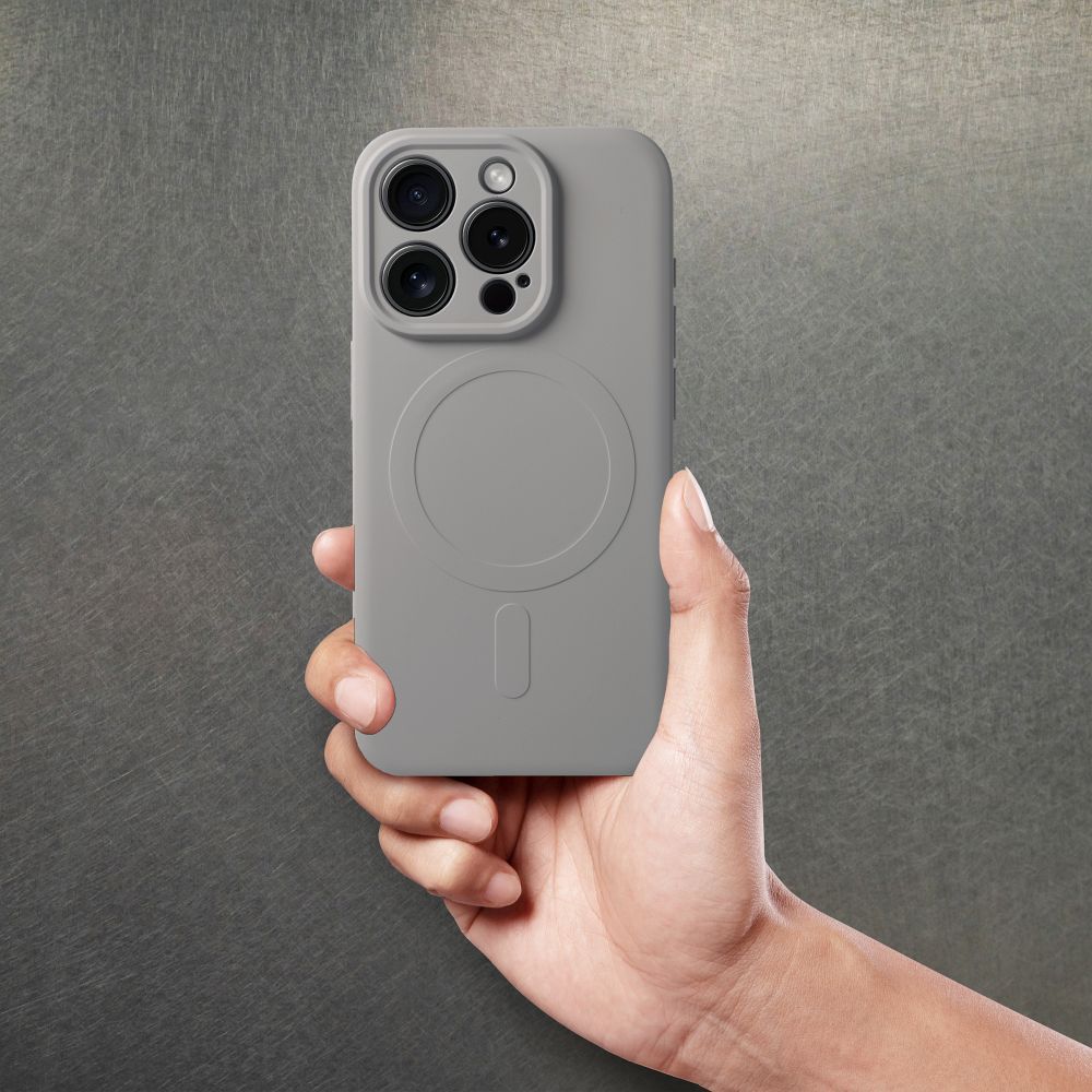 SILICONE MAG COVER case compatible with MagSafe for IPHONE 15 Pro titanium grey