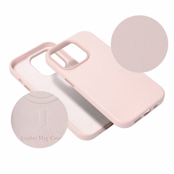 Case LEATHER MAG COVER compatible with MagSafe do IPHONE 16 Plus sand pink