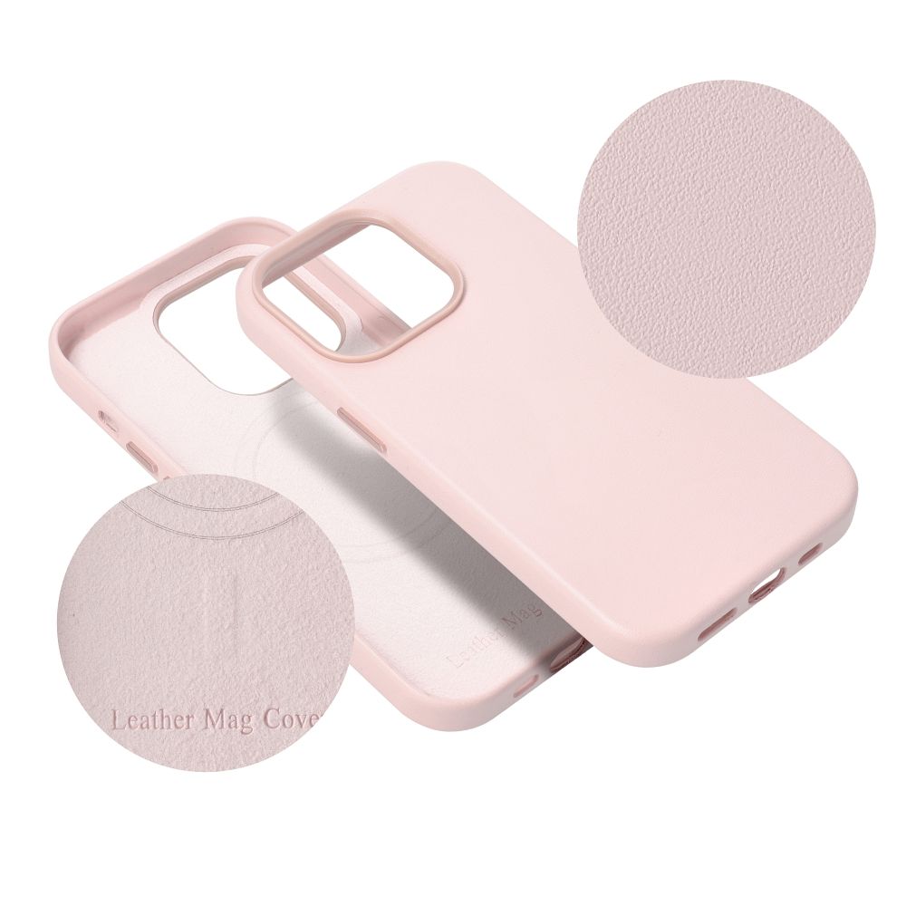 Case LEATHER MAG COVER compatible with MagSafe do IPHONE 16 Plus sand pink