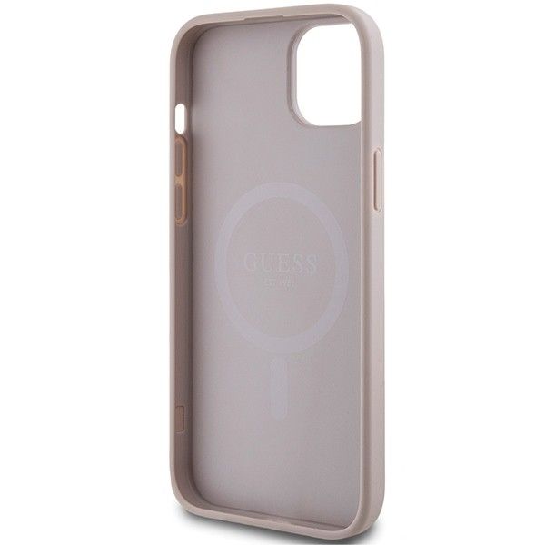 GUESS case for IPHONE 15 Plus compatible with MagSafe GUHMP15MG4GFRP (4G Ring classic logo) pink