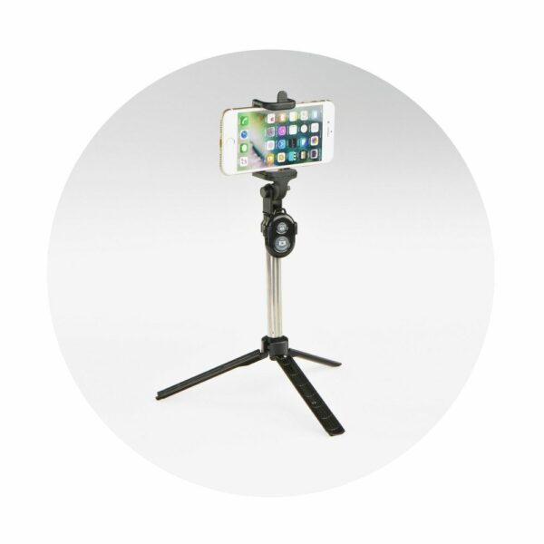 Selfie stick with wireless remote control tripod black