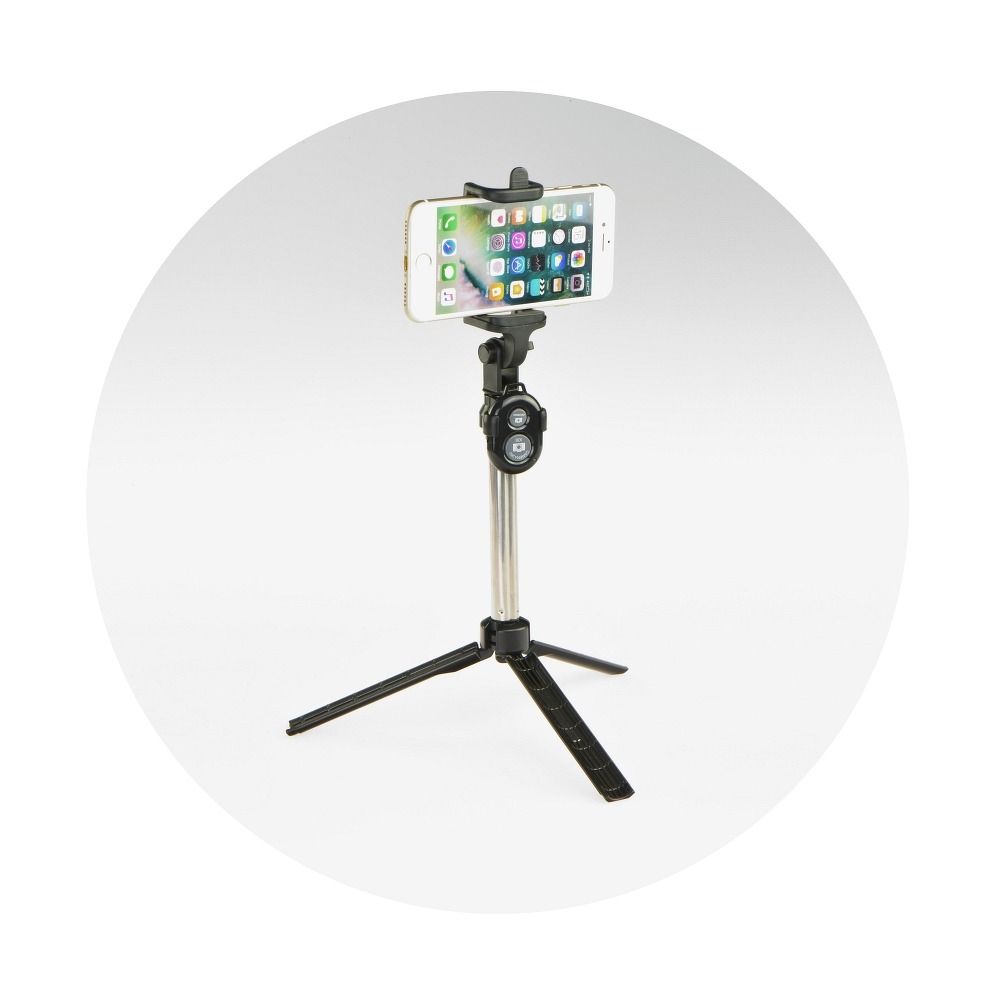 Selfie stick with wireless remote control tripod black