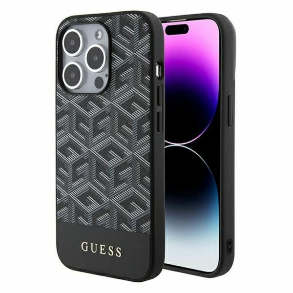 GUESS case for IPHONE 15 Pro compatible with MagSafe GUHMP15LHGCFSEK (GCUBE Stripes) black