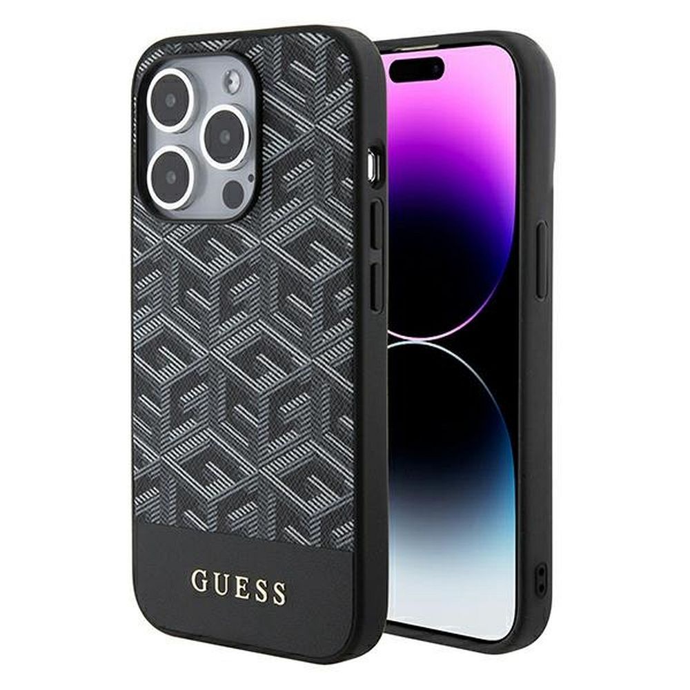 GUESS case for IPHONE 15 Pro compatible with MagSafe GUHMP15LHGCFSEK (GCUBE Stripes) black