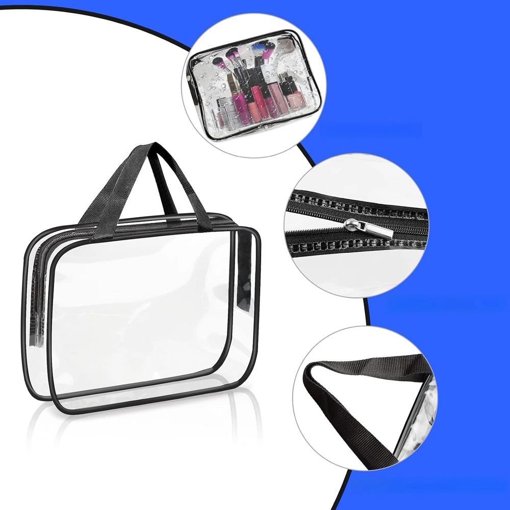 Travel Cosmetic Bag Set RC-K-1083 | 3 Pieces | Transparent   A practical set of 3 travel cosmetic bags, perfect for trips, gym, or everyday use. The transparent design allows for quick identification of items, while different sizes help keep cosmetics and accessories well-organized. ✅ Key Features: ✔ Set of 3 cosmetic bags – various sizes for different needs ✔ Transparent design – easy visibility of contents ✔ Water-resistant material – protects against moisture and spills ✔ Lightweight & compact – fits easily in a suitcase, travel bag, or backpack ✔ Durable zipper closure – secure storage for cosmetics ✔ Versatile use – great for toiletries, accessories, or documentsTravel cosmetic bag set 3 pcs RC-K-1083 transparent