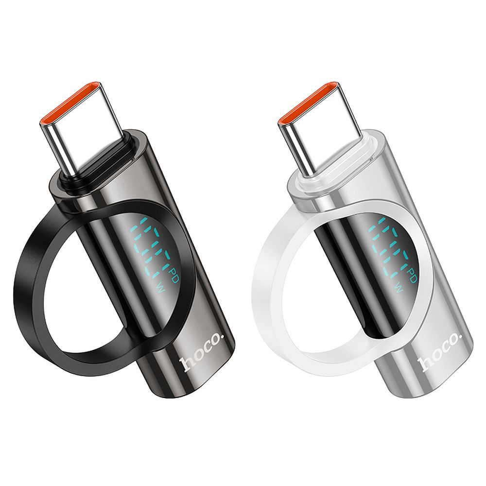 HOCO adapter Type C (male) to Type C (female) with digital display 5A 100W UA32 black