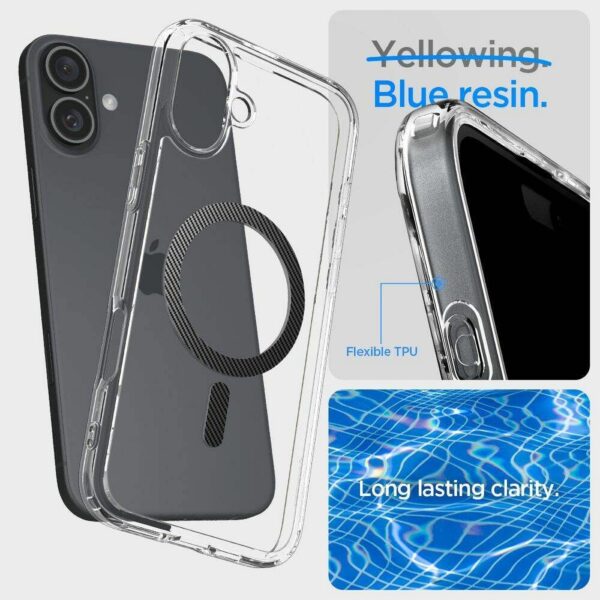 SPIGEN case ULTRA HYBRID MAG compatible with MagSafe for IPHONE 16 carbon fiber