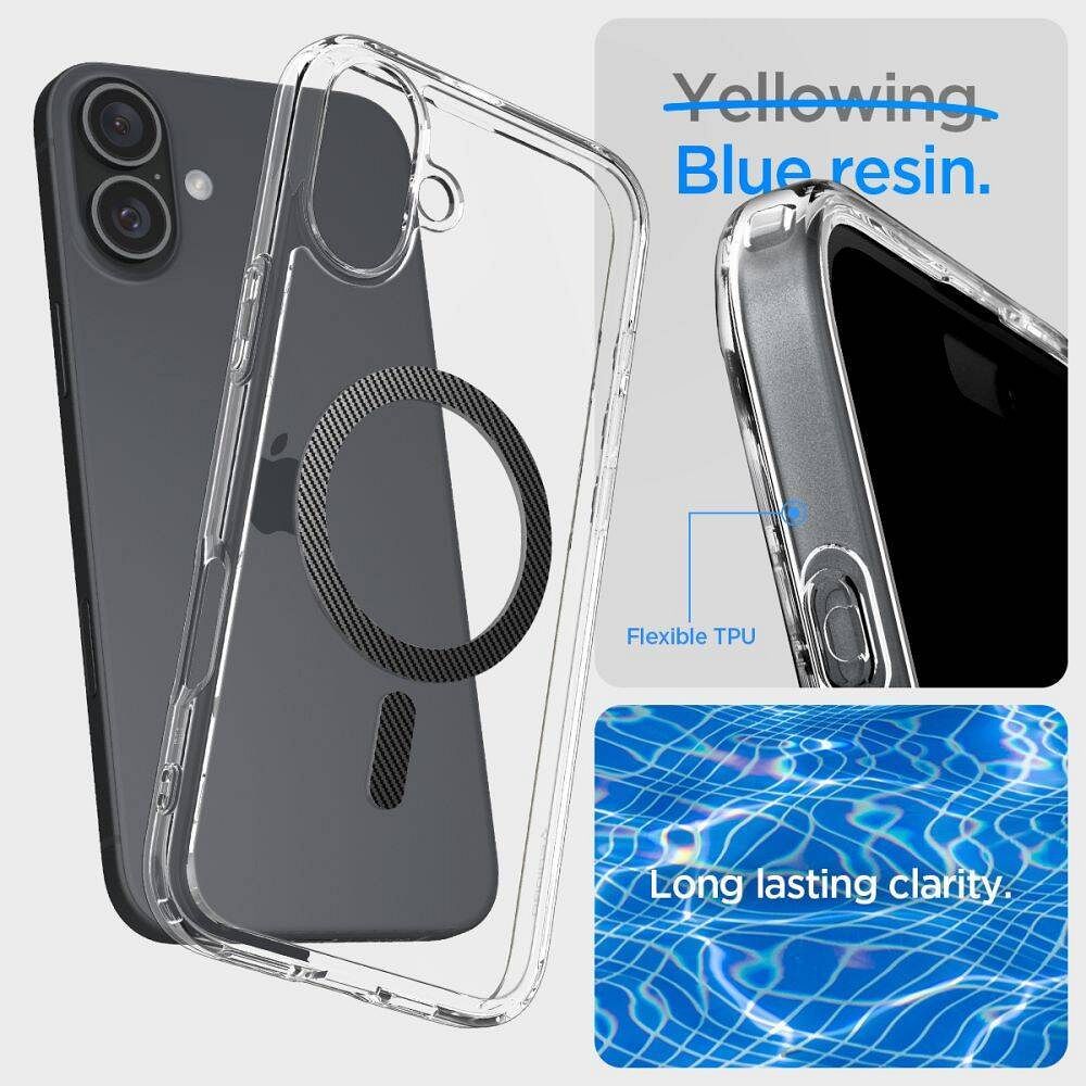 SPIGEN case ULTRA HYBRID MAG compatible with MagSafe for IPHONE 16 carbon fiber