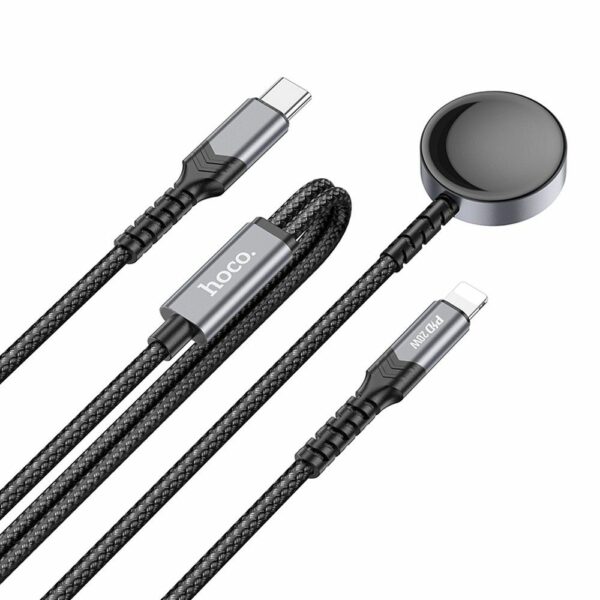 EOL HOCO wireless charger 2in1 Type C for Apple Watch + charging cable Lightning PD QC 3A CW54 1,2 m black