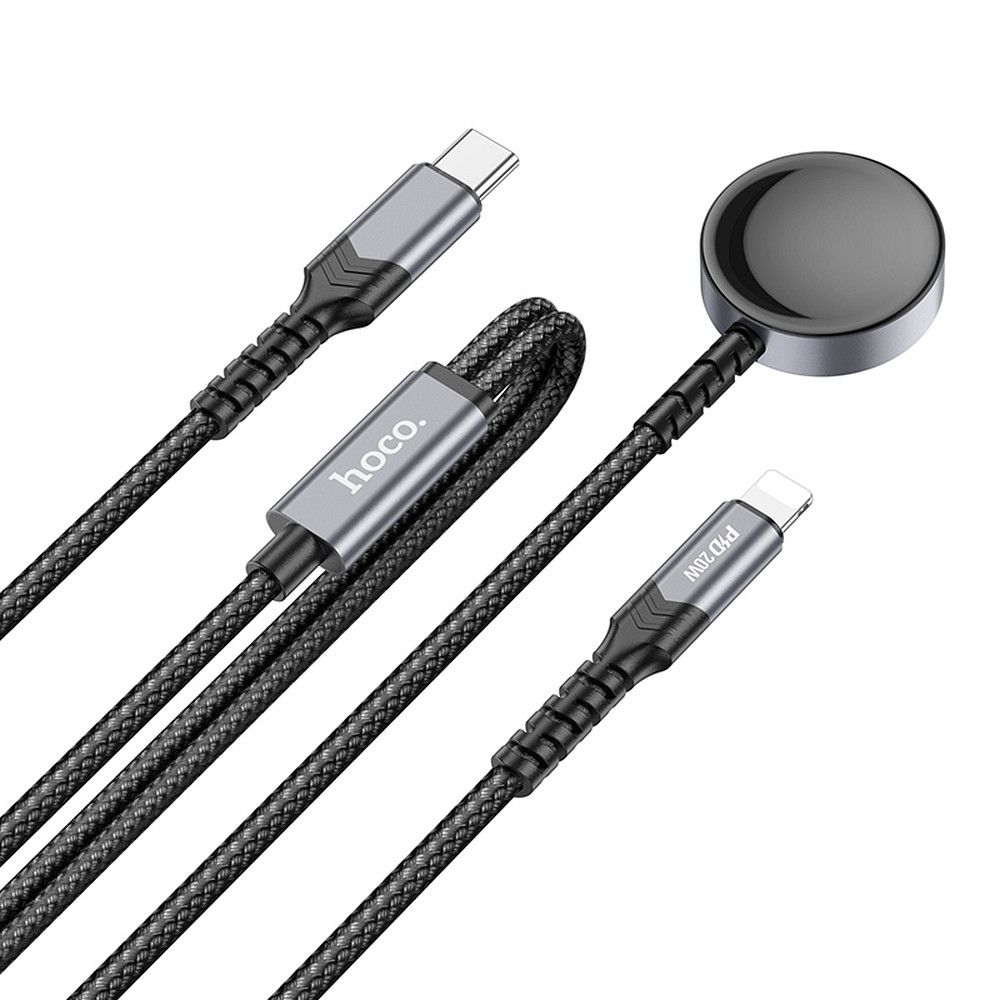 EOL HOCO wireless charger 2in1 Type C for Apple Watch + charging cable Lightning PD QC 3A CW54 1,2 m black