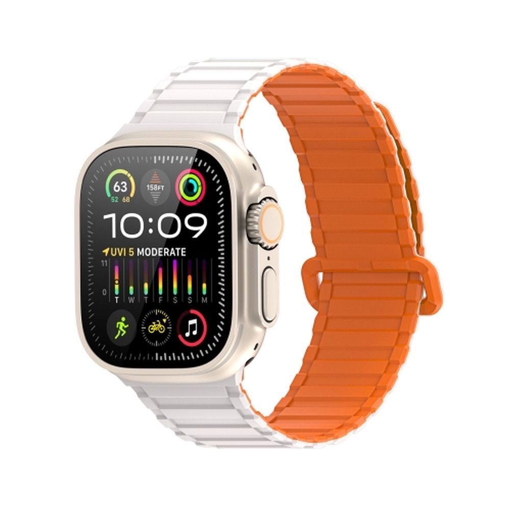 DUX DUCIS strap KJ nylon for Apple Watch 42 / 44 / 45 / 49 mm Silver/Orange