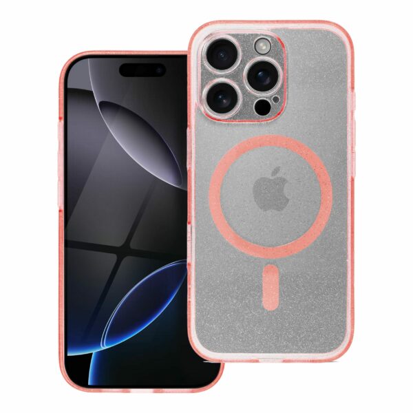 CLEAR MAG COVER case compatible with MagSafe for SAMSUNG S25 Ultra pink glitter