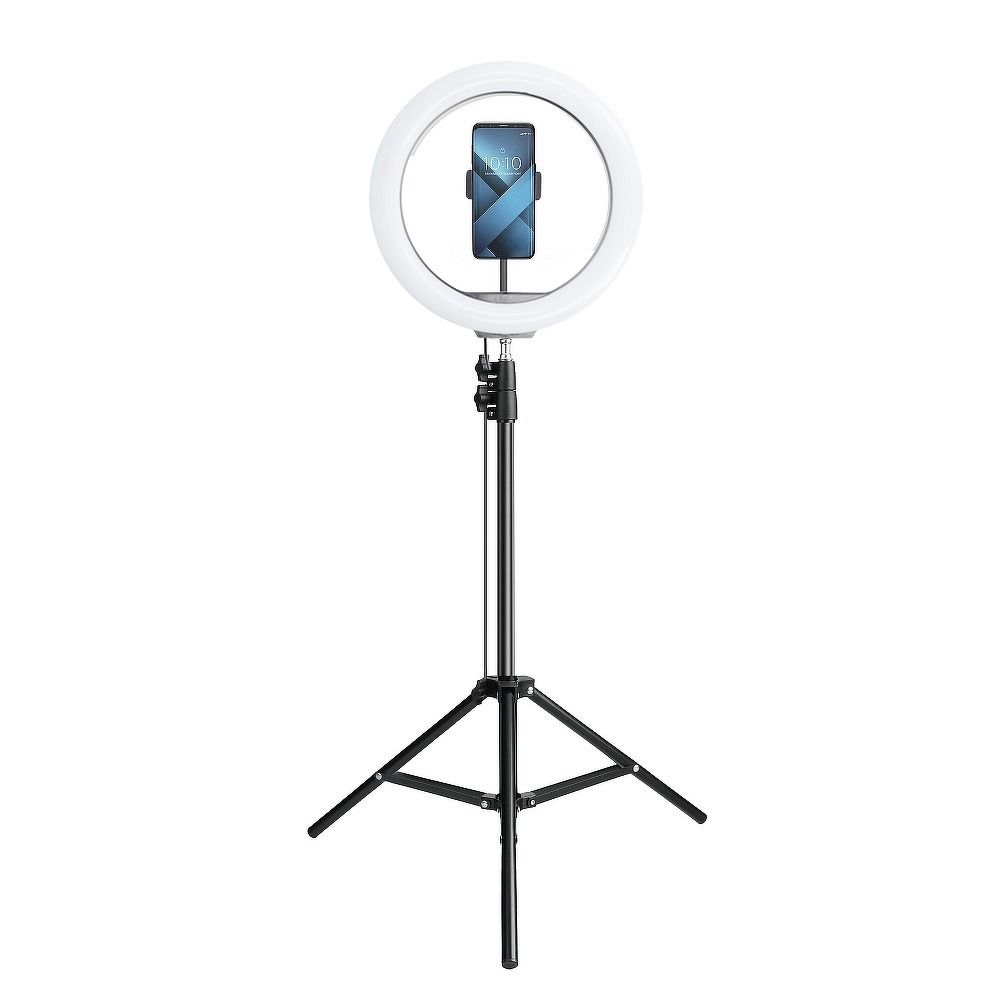 LED Ring Stream RGB lamp 12" FULL COLOR with holder for mobile + tripod black