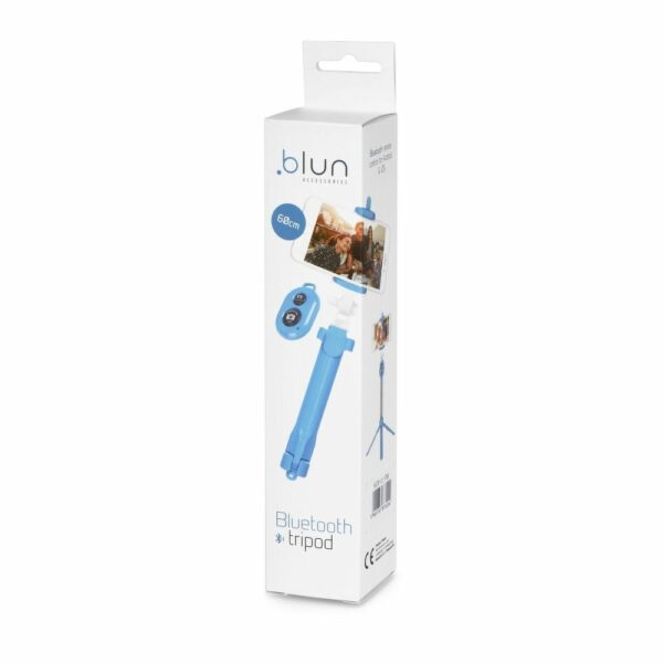 Selfie stick with wireless remote control tripod blue