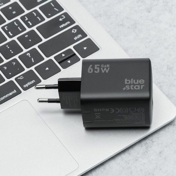BLUE STAR travel charger GaN 4A 65W 2 x Type C + USB A PD QC4.0 VT-43 black