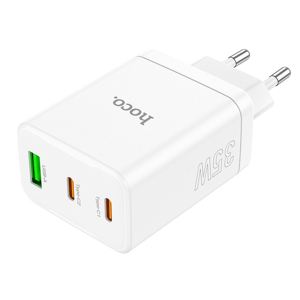 HOCO charger 2 x Type C + USB A PD QC3.0 3A 35W N33 white