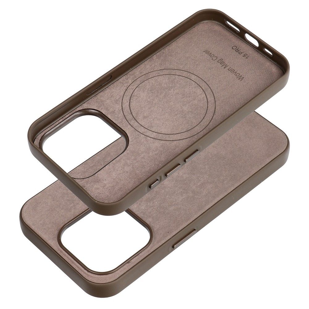 WOVEN MAG COVER case compatible with MagSafe for IPHONE 15 Pro light brown