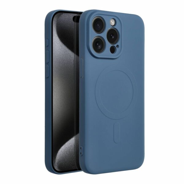 SILICONE MAG COVER case compatible with MagSafe for IPHONE 15 Pro Max blue