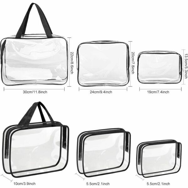 Travel Cosmetic Bag Set RC-K-1083 | 3 Pieces | Transparent   A practical set of 3 travel cosmetic bags, perfect for trips, gym, or everyday use. The transparent design allows for quick identification of items, while different sizes help keep cosmetics and accessories well-organized. ✅ Key Features: ✔ Set of 3 cosmetic bags – various sizes for different needs ✔ Transparent design – easy visibility of contents ✔ Water-resistant material – protects against moisture and spills ✔ Lightweight & compact – fits easily in a suitcase, travel bag, or backpack ✔ Durable zipper closure – secure storage for cosmetics ✔ Versatile use – great for toiletries, accessories, or documentsTravel cosmetic bag set 3 pcs RC-K-1083 transparent