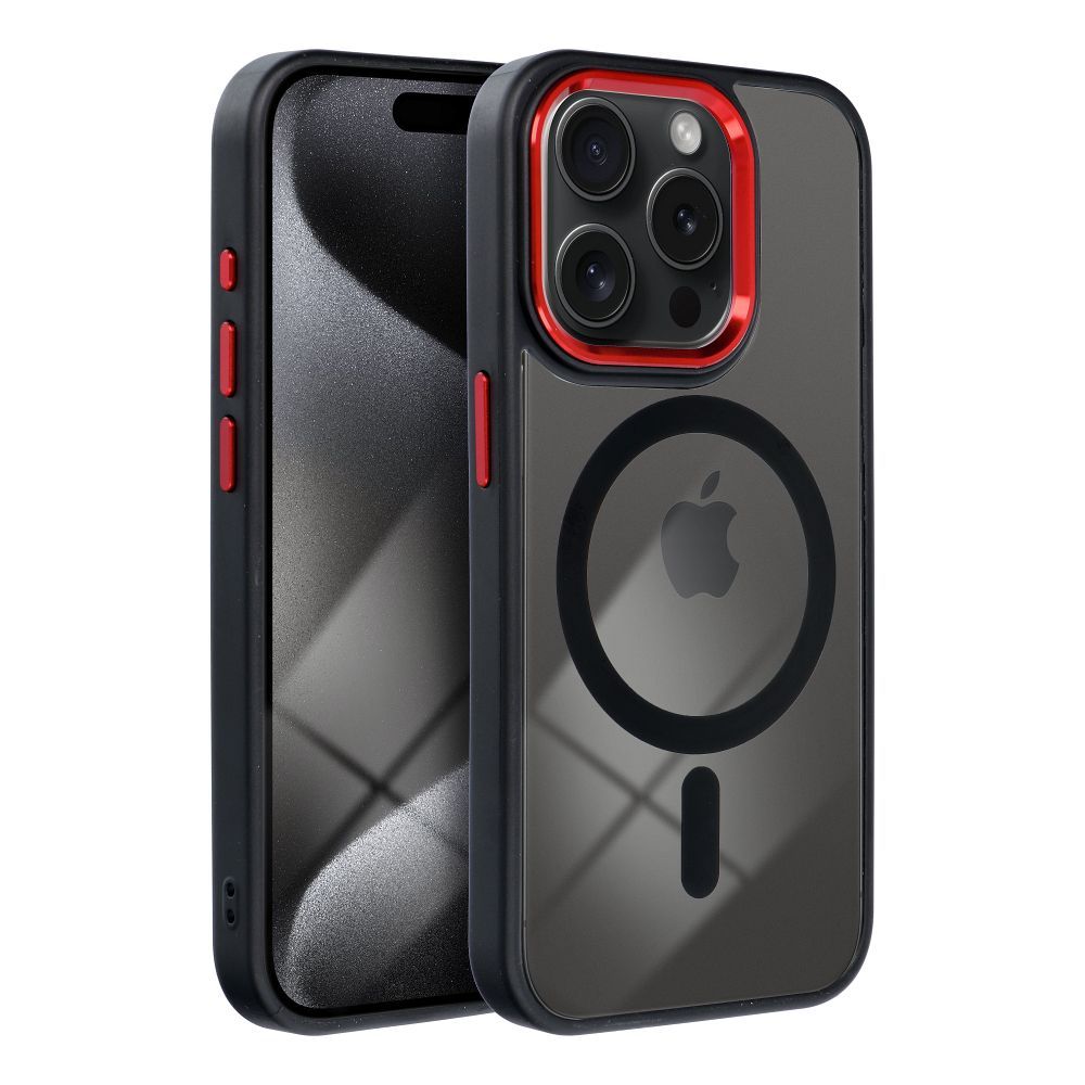 Θήκη iPhone 16 Pro Max Color Edge Mag Cover με MagSafe - Μαύρο/Κόκκινο