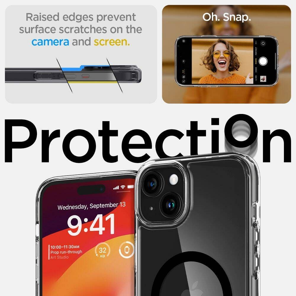 SPIGEN case ULTRA HYBRID MAG compatible with MagSafe for IPHONE 16 black