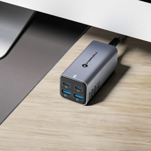 FORCELL F-ENERGY GaN III VT-49 desktop charger 2 x Type C + 2 x USB A PD QC4.0 SFC2.0 5A 100W gray