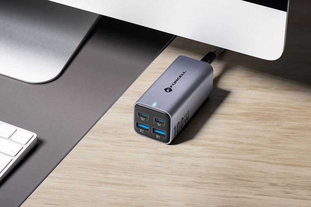 FORCELL F-ENERGY GaN III VT-49 desktop charger 2 x Type C + 2 x USB A PD QC4.0 SFC2.0 5A 100W gray