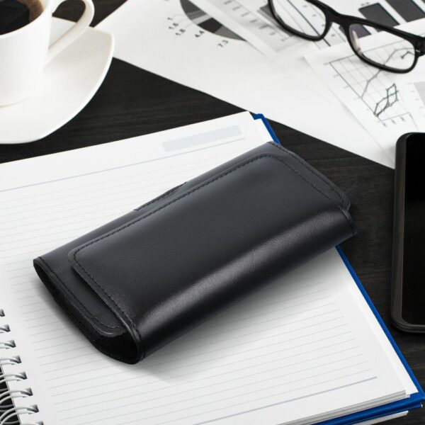 ROYAL universal horizontal leather belt holster size M for IPHONE 12 MINI / 13 MINI / SAMSUNG A40 / S8 / XIAOMI 12 / Redmi 5A black