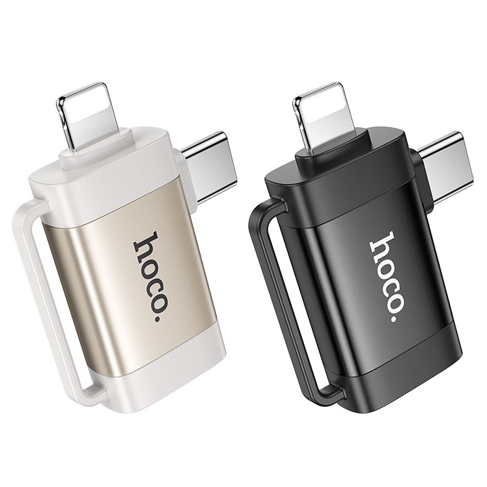 HOCO adapter OTG 2in1 Type C (male) / Lightning (male) to USB A (female) UA31F black