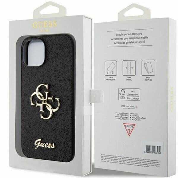 GUESS case for IPHONE 15 GUHCP15SHG4SGK (Fixed Glitter Big 4G) black