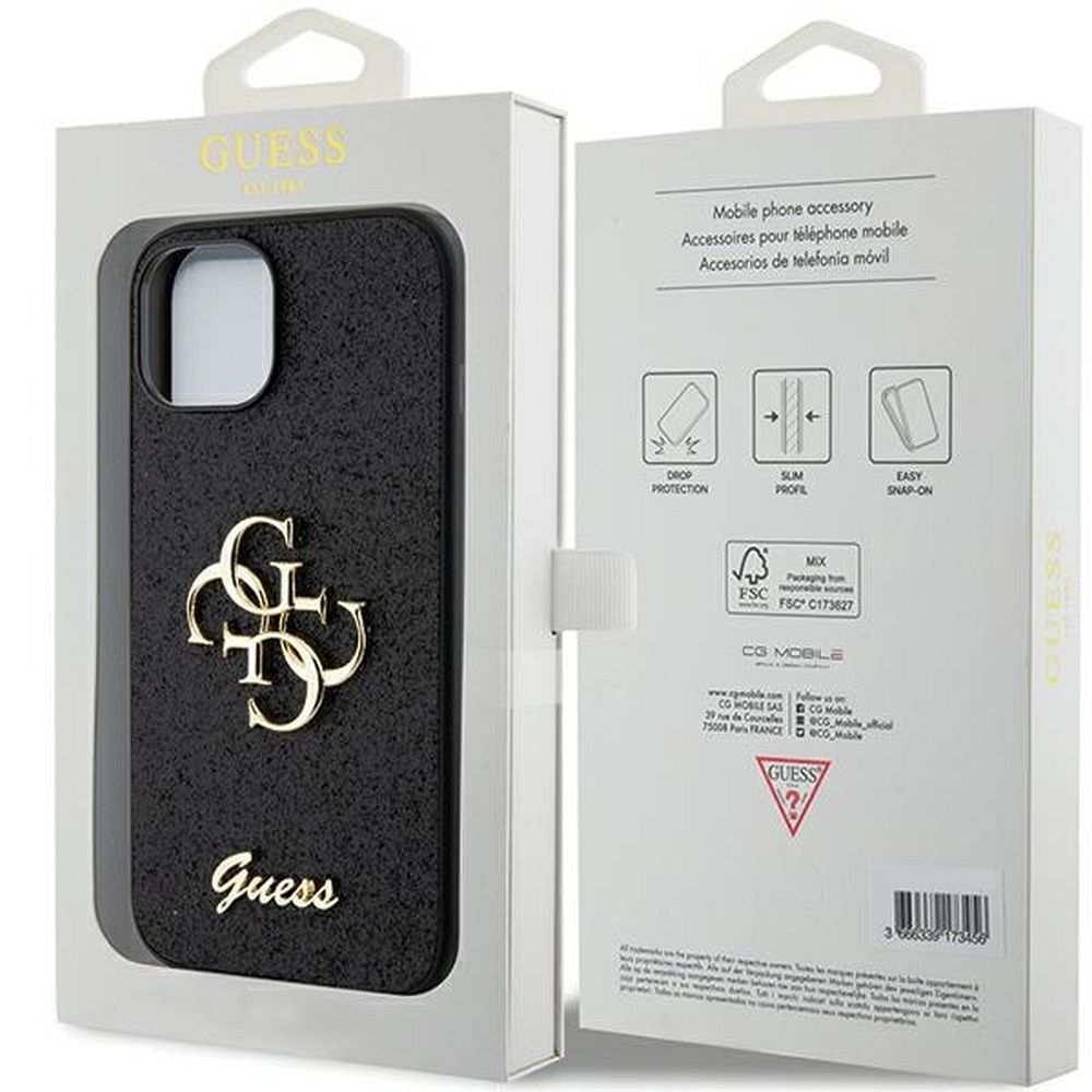 GUESS case for IPHONE 15 GUHCP15SHG4SGK (Fixed Glitter Big 4G) black