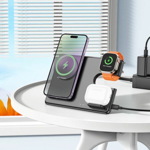 HOCO wirelles charger 3in1 compatible with Apple Watch 15W CQ1 black