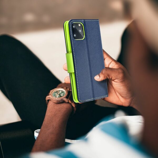 FANCY Book case for SAMSUNG A05S navy / lime