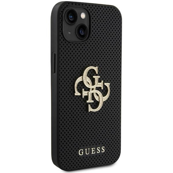 GUESS case for IPHONE 13 / 14 / 15 GUHCP15SPSP4LGK (Leather Perforated 4G Glitter Logo) black