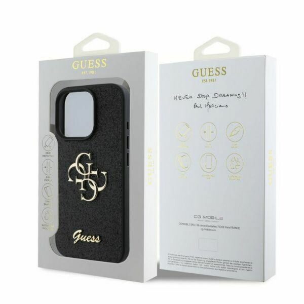 GUESS case for IPHONE 16 Pro Max GUHCP16XHG4SGK (Fixed Glitter Big 4G) black