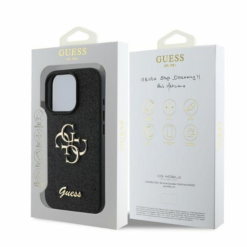 GUESS case for IPHONE 16 Pro Max GUHCP16XHG4SGK (Fixed Glitter Big 4G) black