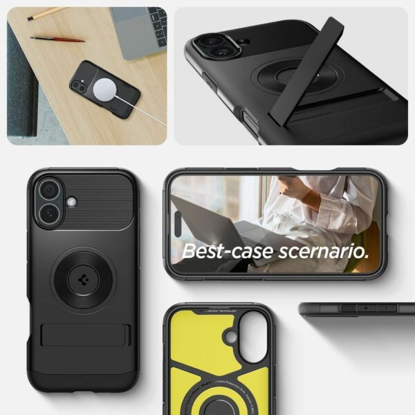 SPIGEN case SLIM ARMOR MAG compatible with MagSafe for IPHONE 16 black