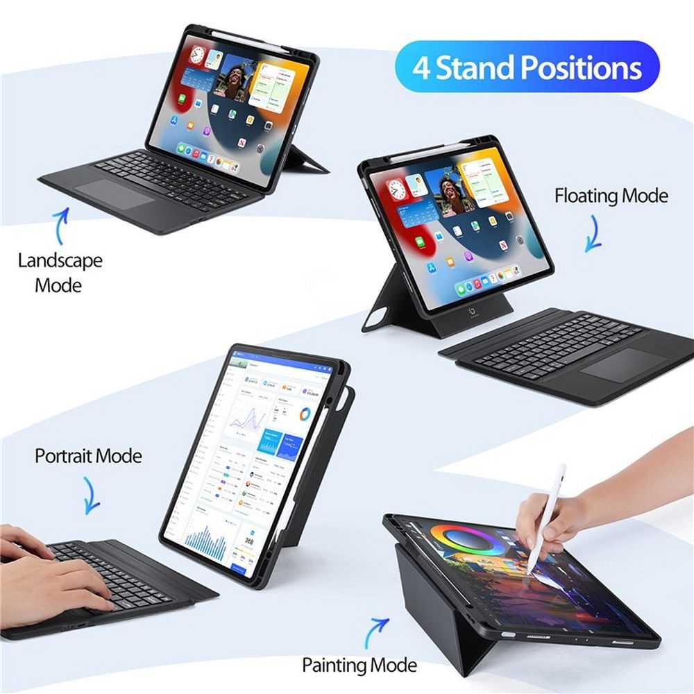 DUX DUCIS case DK foldable with Wireless Keyboard for iPad Air 13 (2024)/Pro 12.9 (2020/2021/2022) black