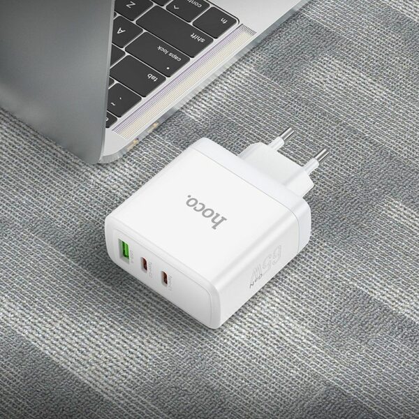 HOCO wall charger 2 x Type C + USB A QC PD 65W GaN N30 white