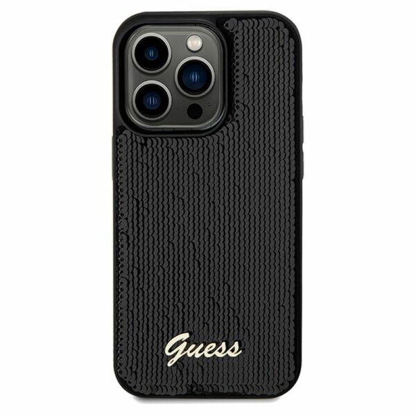 GUESS case for IPHONE 14 Pro GUHCP14LPSFDGSK (Sequin Script Metal) black