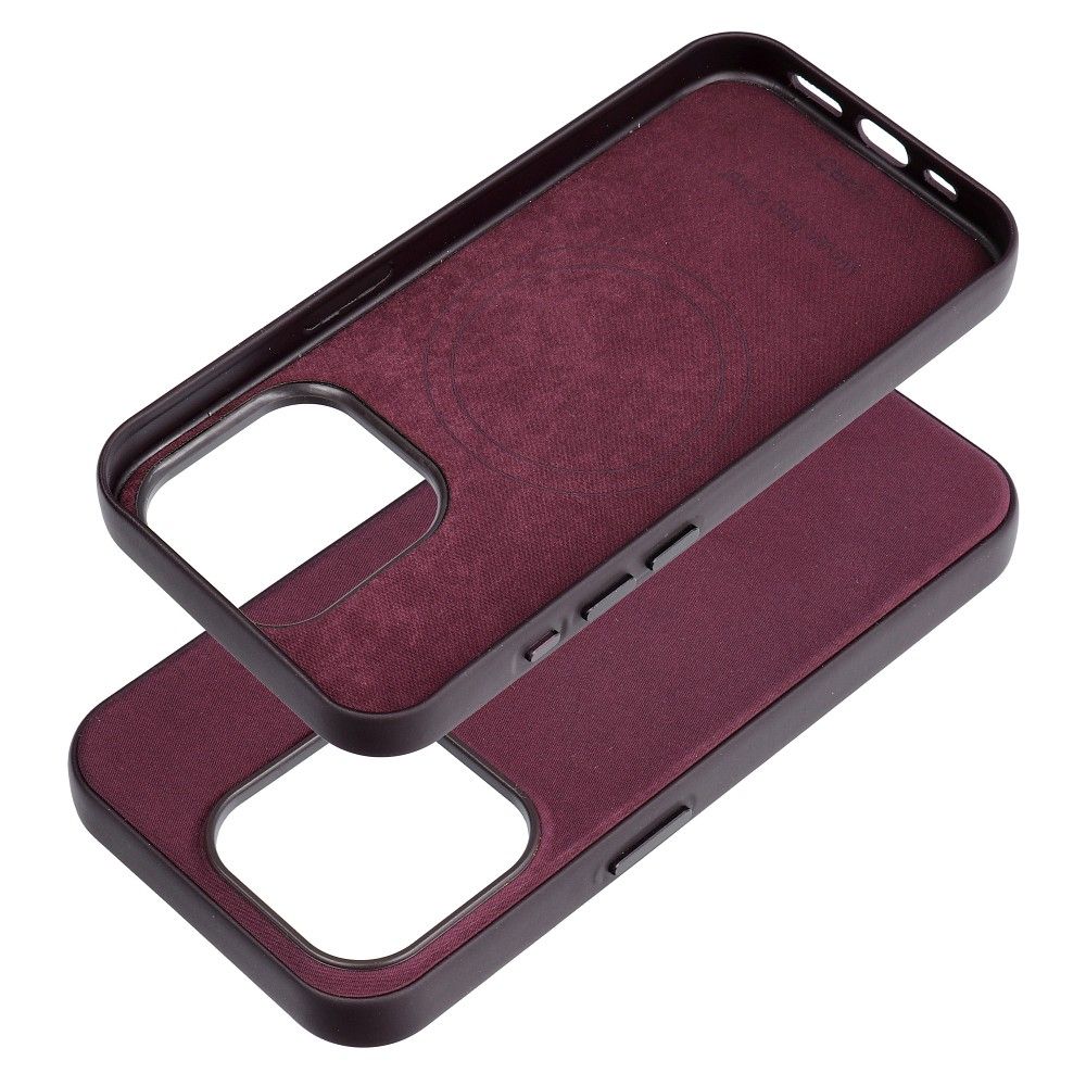 WOVEN MAG COVER case compatible with MagSafe for IPHONE 15 Pro burgundy