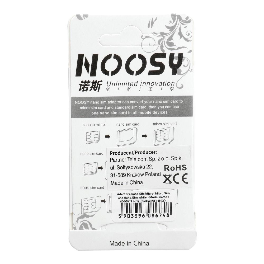 590a909aea86ad5d197c7576e36c99a1 Adapters Nano SIM/Micro, Micro Sim and Nano/Sim (NOOSY 3in1) white