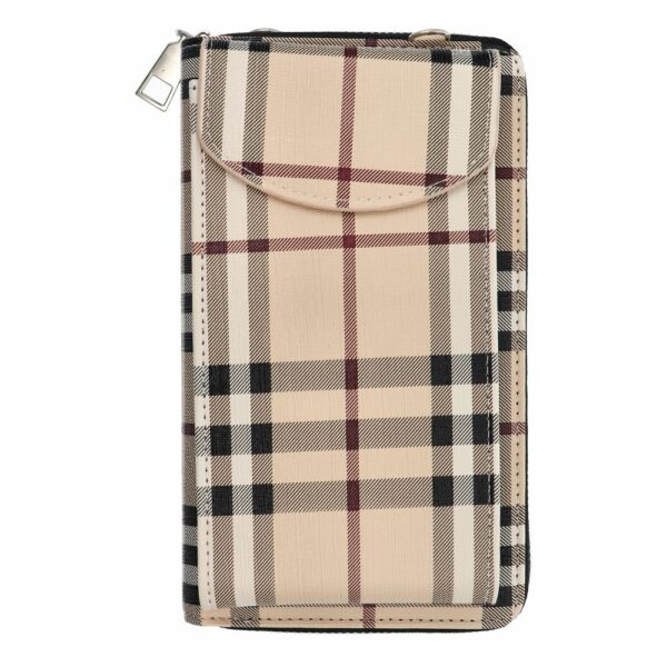 Stylish bag for mobile phone beige check