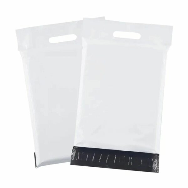 Courier foil bags with handle 400 x 500 mm + 70 mm handle RC091 50 pcs white