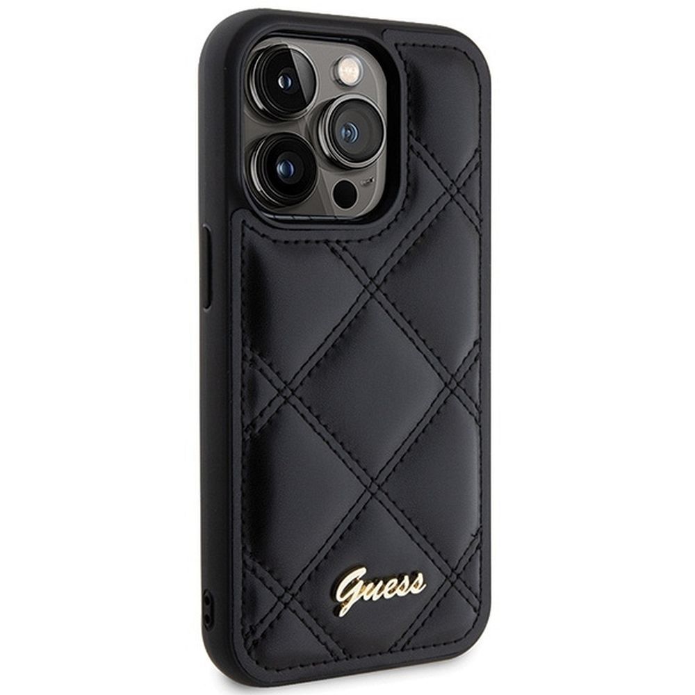 GUESS case for IPHONE 15 Pro GUHCP15LPSQSQSK (Quilted Metal Logo) black