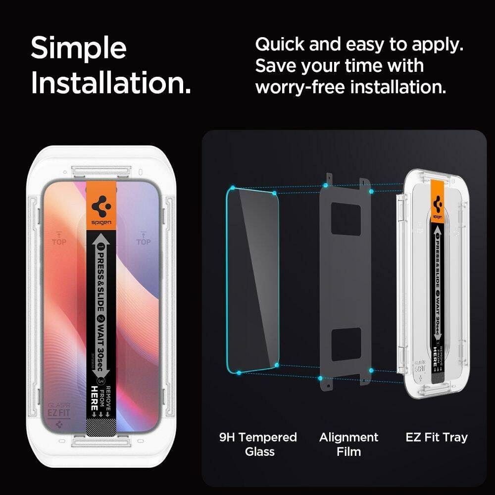 SPIGEN tempered glass GLAS.TR ”EZ FIT” 2-pack for IPHONE 16 Pro clear