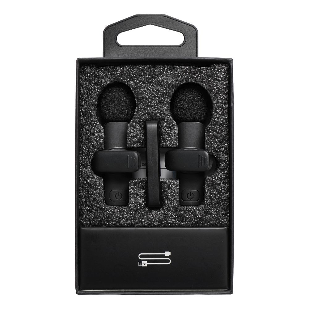Wireless lavalier microphone Lightning double with long hair (2 in set) K1 black