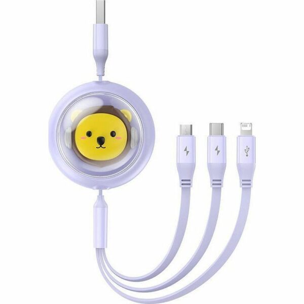 BASEUS retractable cable 3in1 USB A to Micro USB / Lightning / Type C CB000063 1,1 m purple