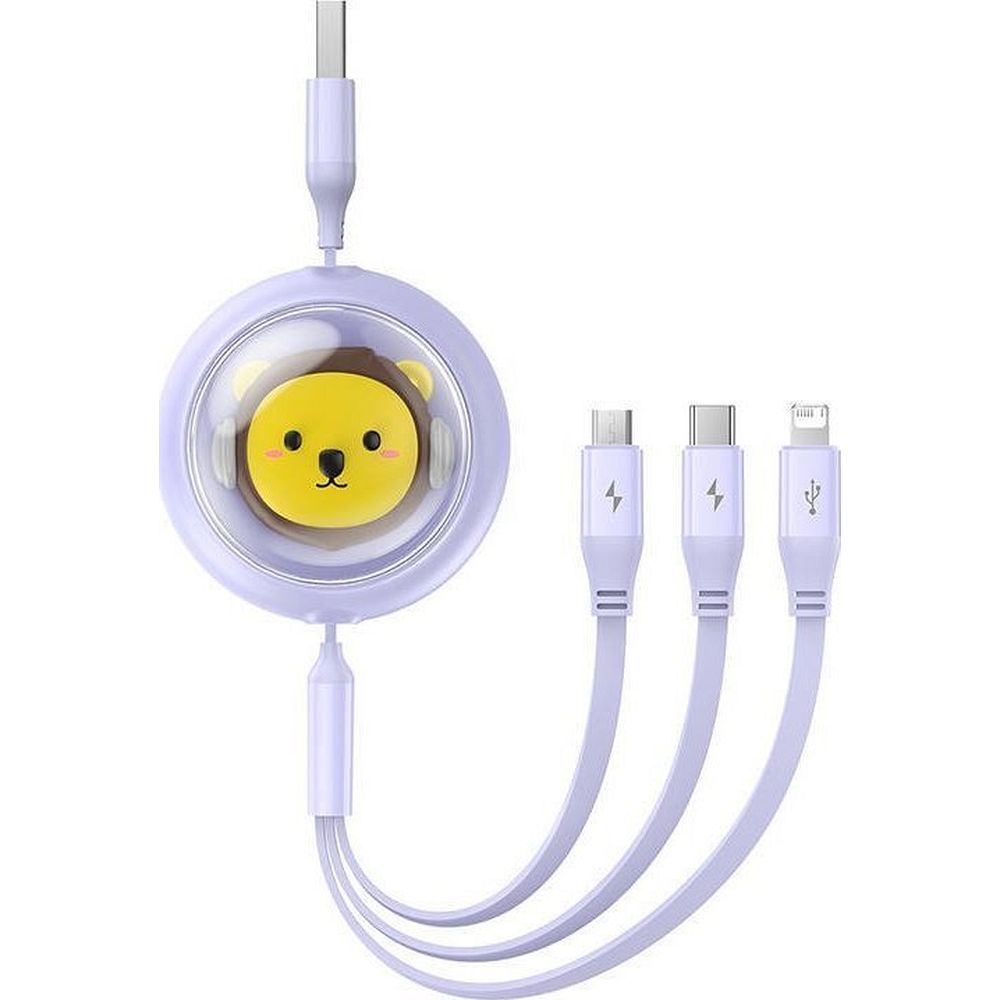 BASEUS retractable cable 3in1 USB A to Micro USB / Lightning / Type C CB000063 1,1 m purple